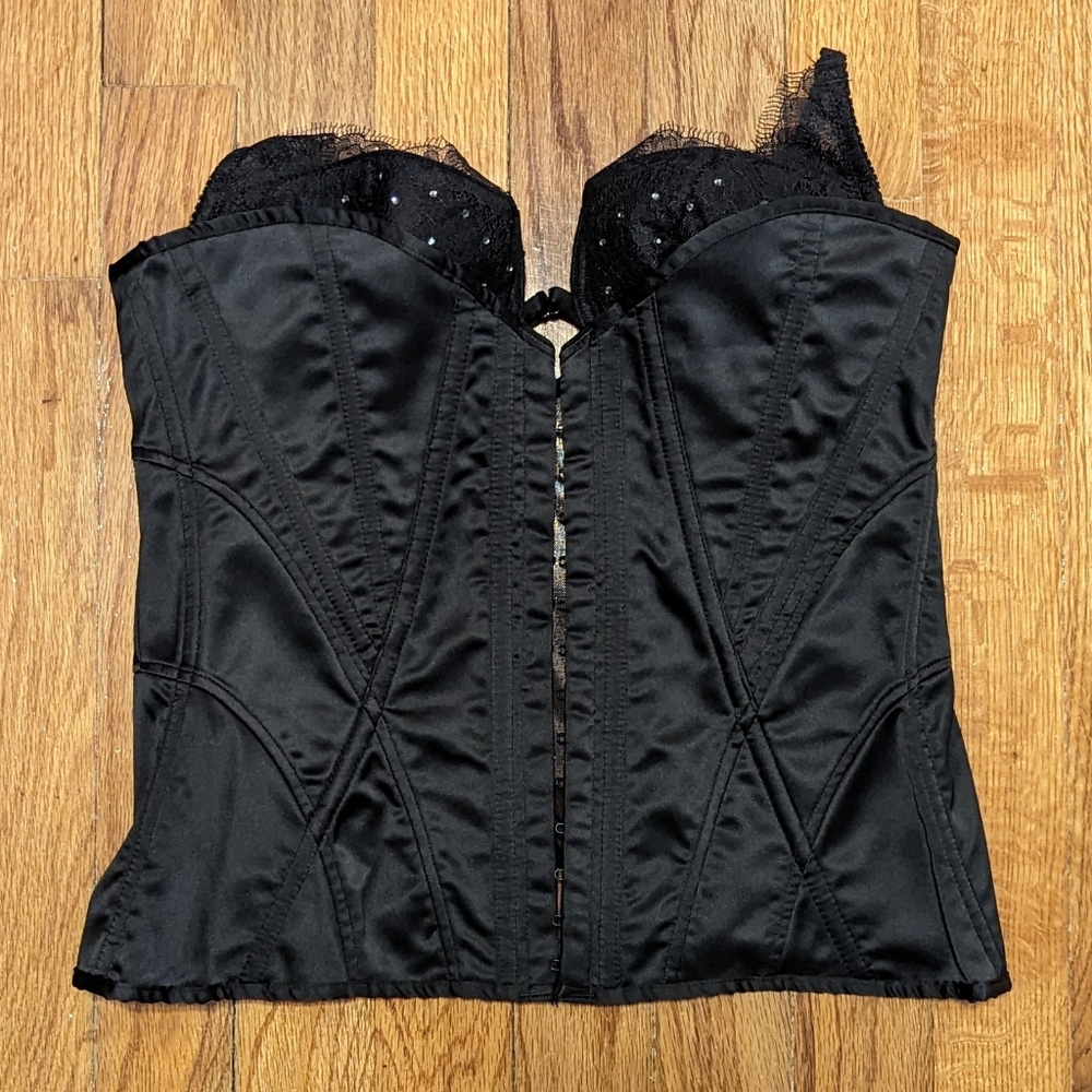 Victoria's Secret Black Lace Bustier Corset Top